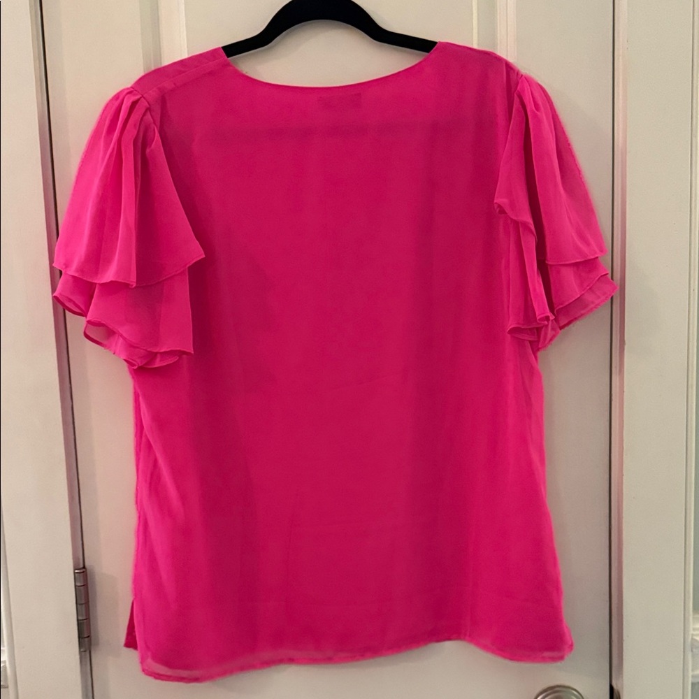 Vince Camuto Hot Pink Flutter Sleeve Blouse - Picture 4 of 5